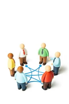 Office workers connected through work relationships and business processes. D Stock Photos