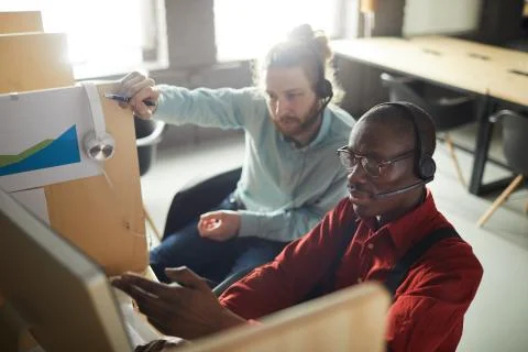 Office Workers in Cubicles Stock Photos