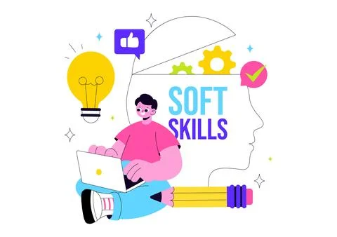 Office Workers Demonstrating Soft Skills Vector Illustration Such as Empath.. Stock Illustration