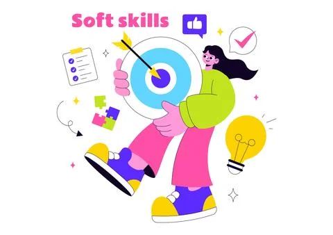 Office Workers Demonstrating Soft Skills Vector Illustration Such as Empath.. Stock Illustration
