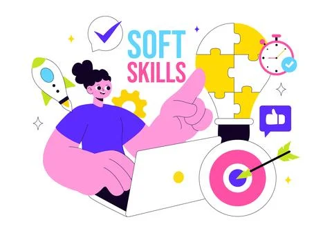 Office Workers Demonstrating Soft Skills Vector Illustration Such as Empath.. Stock Illustration