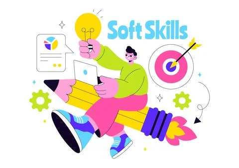 Office Workers Demonstrating Soft Skills Vector Illustration Such as Empath.. Stock Illustration
