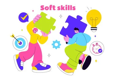 Office Workers Demonstrating Soft Skills Vector Illustration Such as Empath.. Stock Illustration
