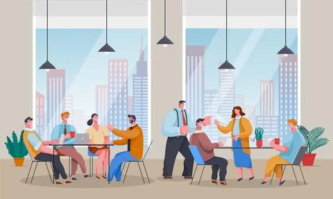 Office workers discuss project. Boss or employee yells at girl with document Stock Illustration