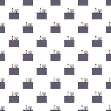 Office workers doing computer work seamless pattern Stock Illustration