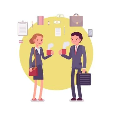 Office workers drinking coffee Stock Illustration