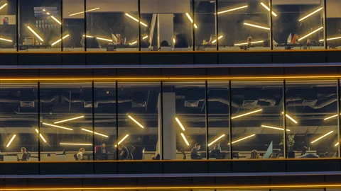 Office workers during operation and at the end of working day, time lapse Stock Footage 101762297