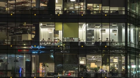 Office workers, during operation and at the end of the working day, visible t Video stock 168772303