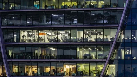 Office workers, during operation and at the end of the working day, visible t Stock Footage 171250032