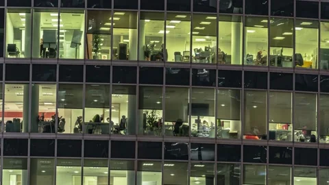 Office workers, during operation and at the end of the working day, visible t Stock Footage 171736320