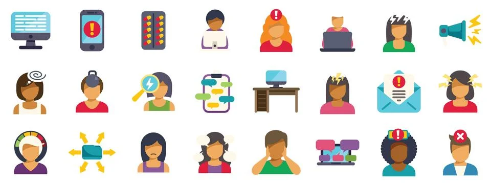 Office workers experiencing stress and burnout symptoms Illustrazione stock