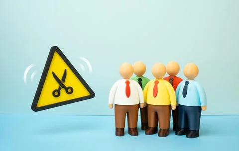 Office workers facing layoff threat and staff reduction. Business optimizatio Stock Photos