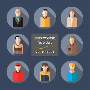 Office workers flat avatars vector set. Stock Illustration
