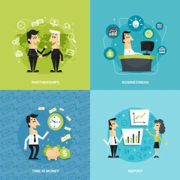 Office workers flat 스톡 일러스트
