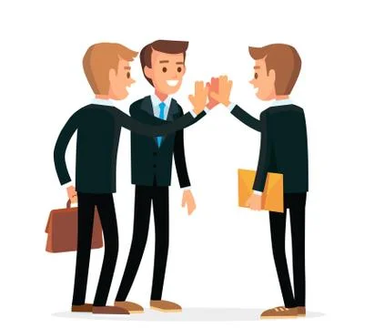 Office workers giving high five clapping each other hands. Stock Illustration