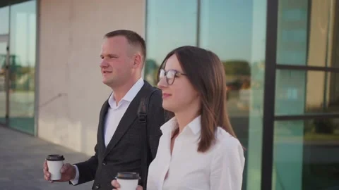 Office workers go to work near the business center Stock Footage 141074228