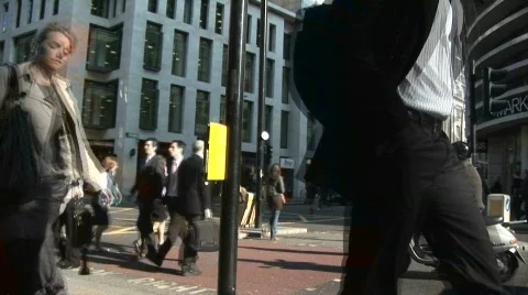 Office workers going to work in the morning- Time Lapse Stock Footage 852359