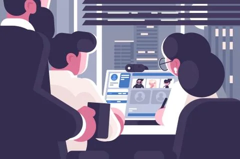 Office workers group video chat Illustrazione stock
