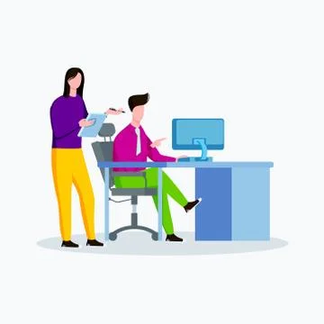 Office workers helping each other illustration Stock Illustration