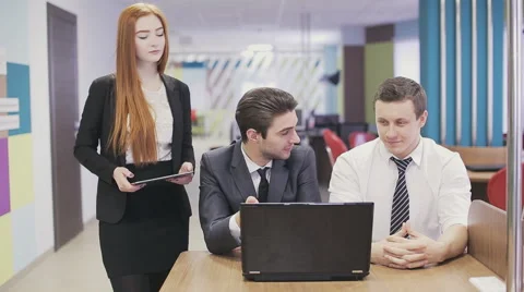 Office workers laugh Stock Footage 66356822