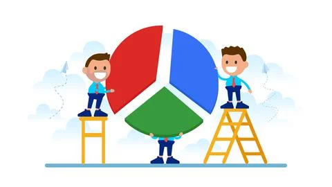 Office workers make a chart.	 Stock Illustration