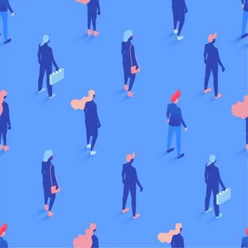 Office workers, managers isometric seamless pattern. Male and female employees Stock Illustration