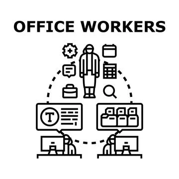 Office workers managing workflow and business tasks イラスト素材