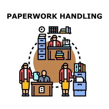Office workers managing workflow and administrative tasks Stock Illustration