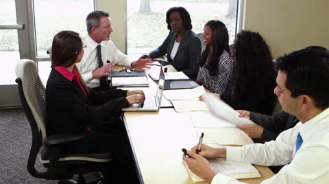 Office workers in a meeting Stock Footage 67343543