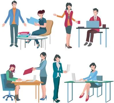 Office workers. Office work requires attention to detail and organizational Stock Illustration