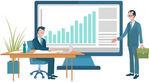 Office workers. Office work requires problem-solving and critical thinking Illustrazione stock