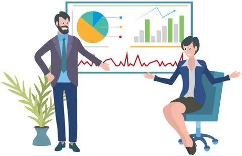 Office workers. Office workers collaborate to accomplish tasks and projects Illustrazione stock