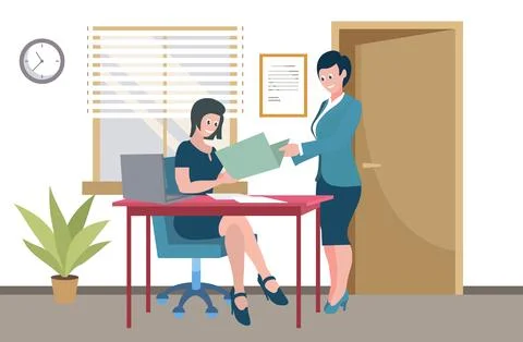 Office workers. Office workers maintain confidentiality and adhere to ethical Stock Illustration