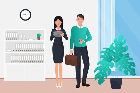 Office workers in office working in modern company, career in business. Stock-Illustration