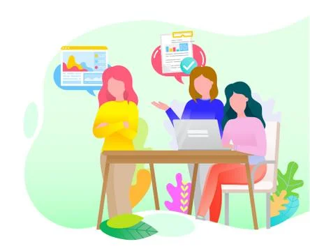 Office Workers at Office Working on New Project Stock Illustration
