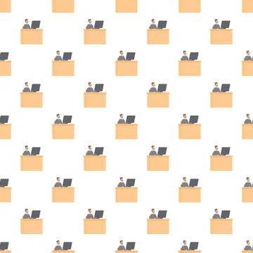 Office workers operating computers seamless pattern Illustrazione stock