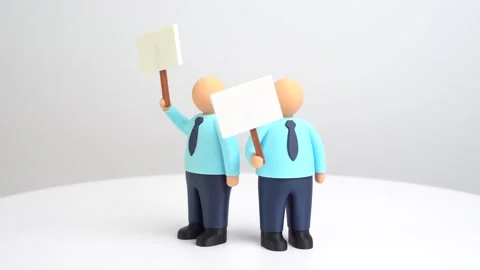 Office workers protest for better conditions and higher wages Stock Footage 330940455