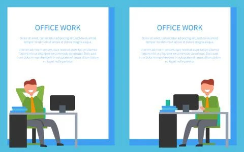 Office Workers Sitting on Chairs in Front of Table Illustrazione stock