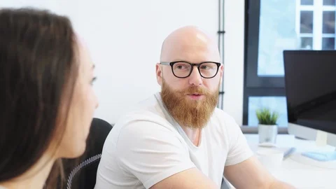 Office workers talking Video stock 96497414