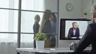 Office Workers On Video Call With Ceo Stock Footage