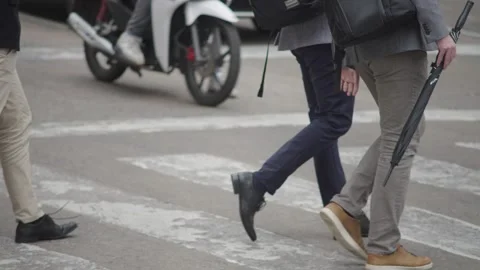 Office workers walking on the street during winter. Stock Footage 315140735