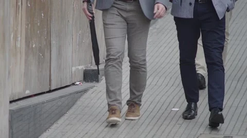 Office workers walking on the street during winter. Stock Footage 315140871