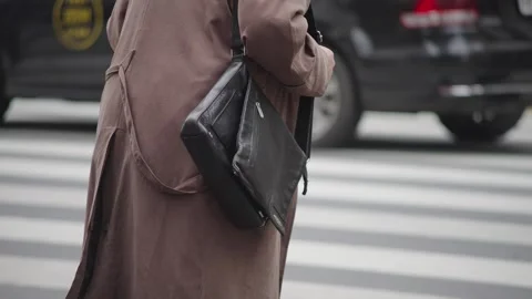 Office workers walking on the street during winter. Stock Footage 315140967