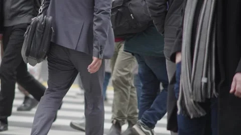 Office workers walking on the street during winter. Stock Footage 315141053