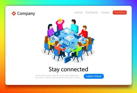 Office workers at work place concept. Coworking or brainstorm concept. Flat Stock Illustration