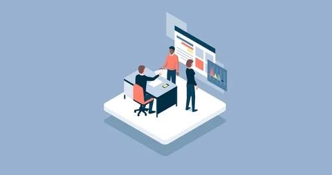 Office workers working together Stock Footage 91784870