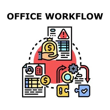 Office workflow optimizing business process development Illustrazione stock