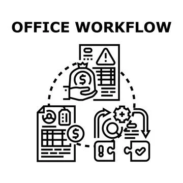 Office workflow optimizing business process development Illustrazione stock