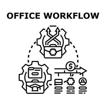 Office workflow process planning and business management Stock Illustration