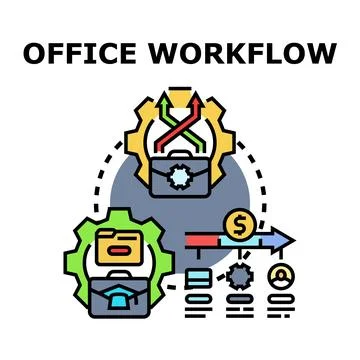 Office workflow process planning and business management Stock Illustration